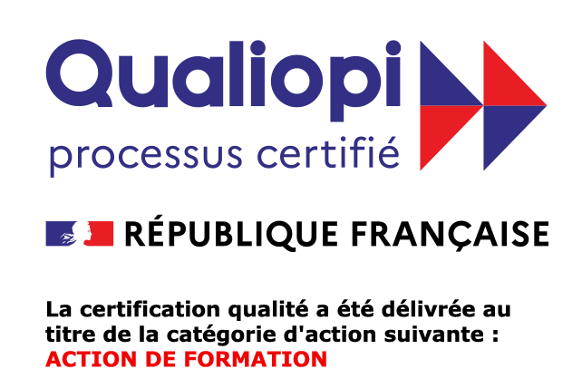 Logo Qualiopi — processus certifié — République Française — catégorie : actions de formation